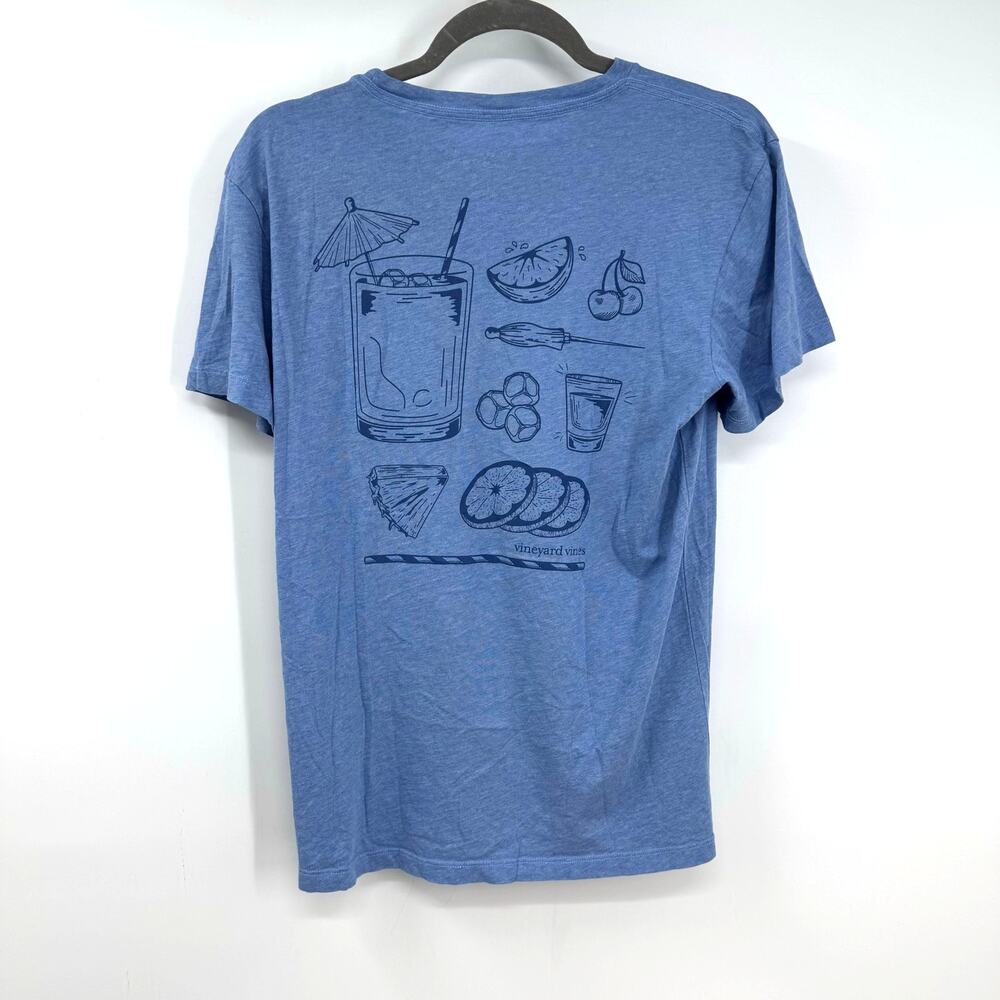 Vineyard Vines Island Tee Shirt Mens size S Blue Drink Bartender Island Vacation